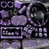 NBTEPEM 27-Piece Bling Car Accessories Set - Universal Fit Steering Wheel Covers, License Plate Frames, Phone Holder, Car Fast Charger, Coasters
