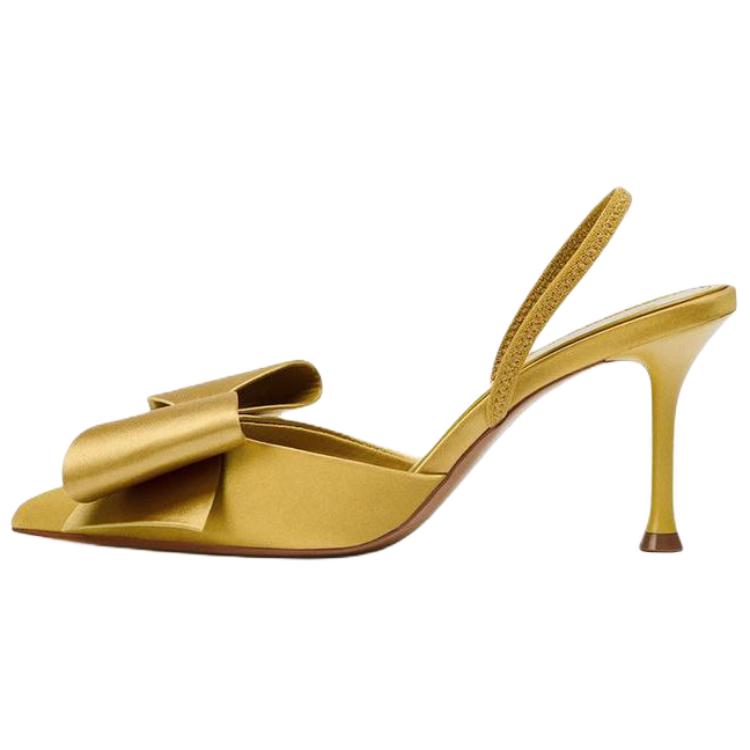 ZARA Metallic Stiletto Heel Slingback Sandals Gold Womens 2208610305 38