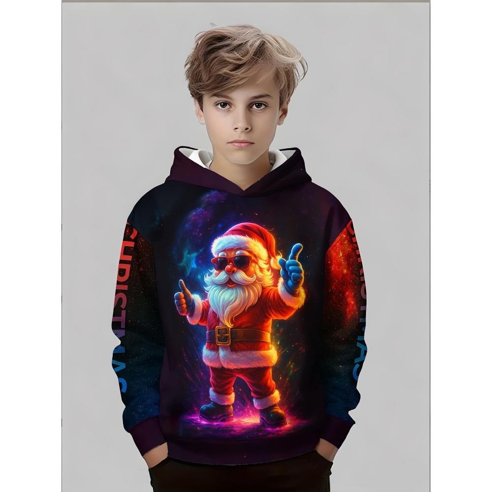 Barn Hoodie Jul Jultomten 3D Modetryck Sport Bekväm Vår Höst Mycket Lämplig för Vardagsbruk Sweatshirts