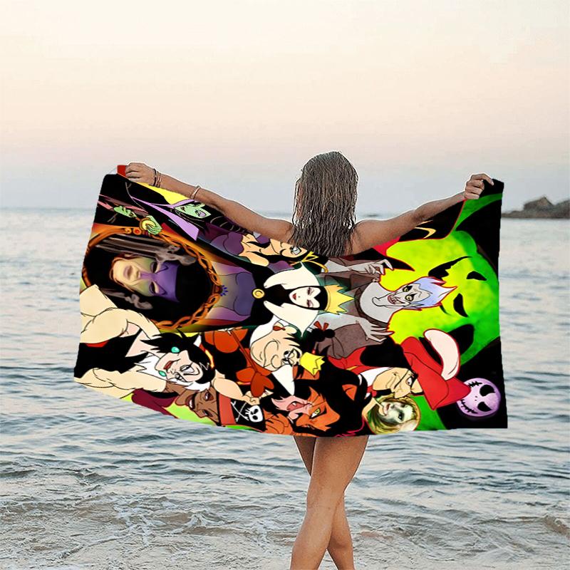1pc Villains2 Beach Towel, Beach and Seaside Swimming Pool Equipment, Fashion Pattern, Rectangular, Travel Essentials