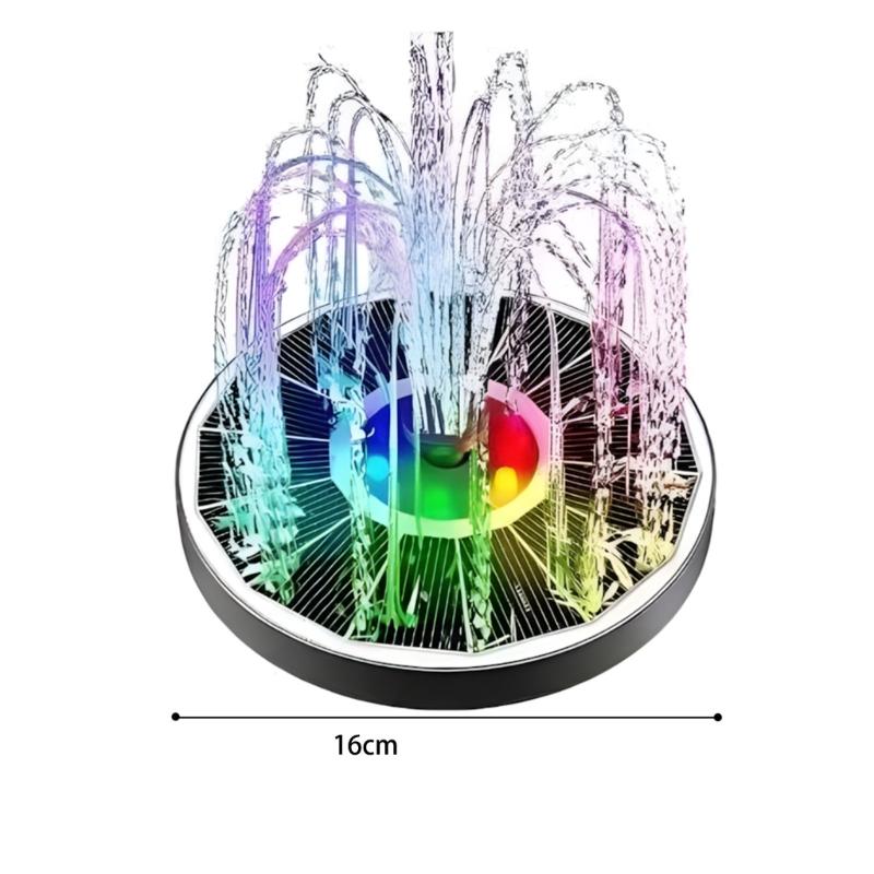 Runde Solarbetriebene Wasserfontäne Mit Dynamischer Farbbeleuchtung Ideal Für Kleine Wasserspiele Und Gärten