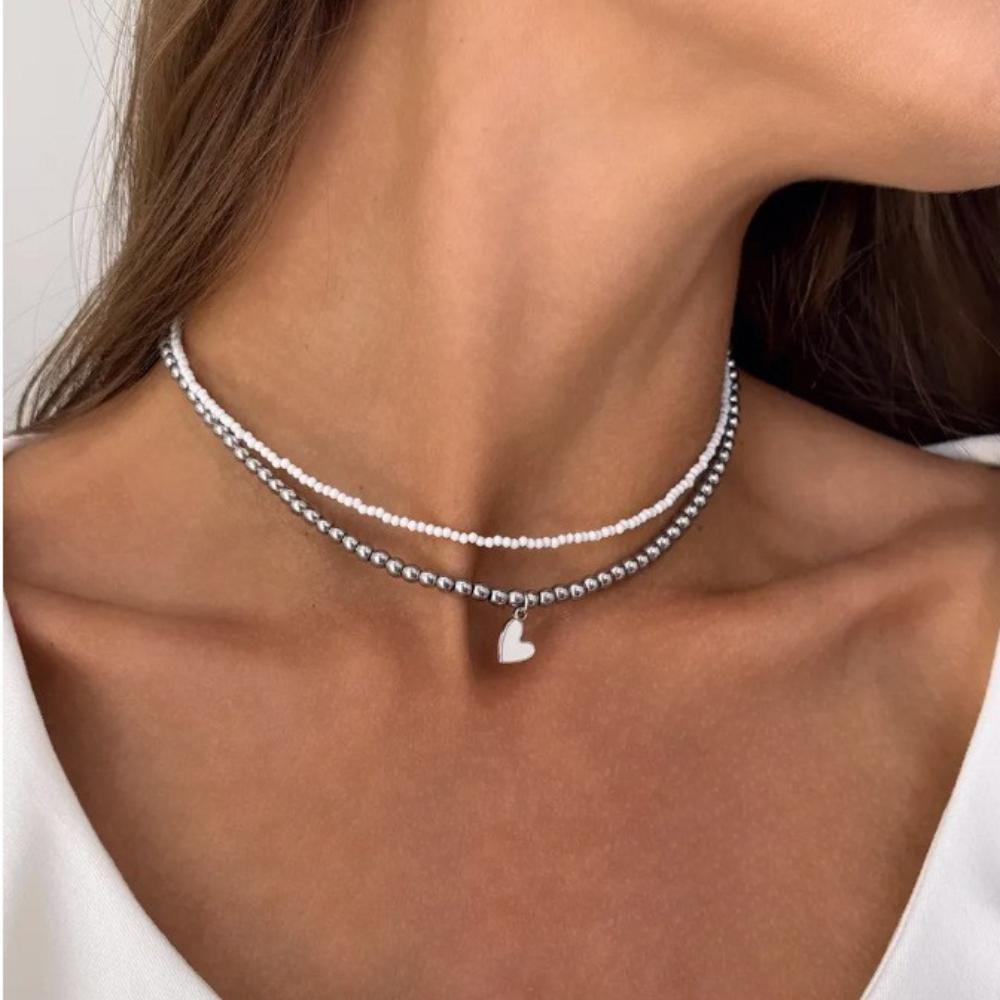 Y2k Necklace Adjustable Heart Pendant Necklace Collarbone Chain Fashionable Light Luxury Jewelry For Daily Wear Evening Events
