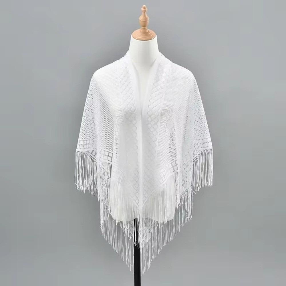 Solid Color Lace Scarf Elegant Triangle Scarf Trendy Women Neckerchief  Women Accessories