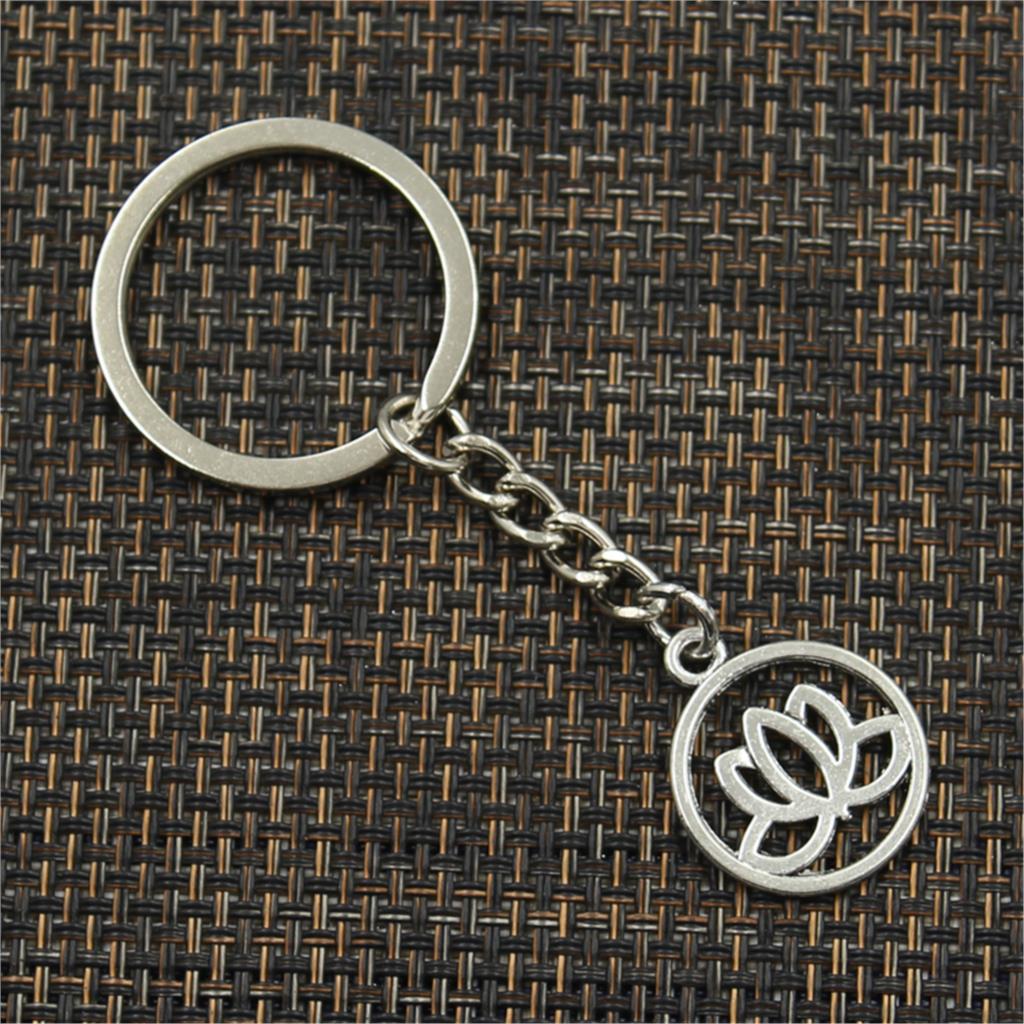 Модный цветок лотоса 23x20 мм кулон 30 мм брелок для ключей металлическая цепочка — фото 4