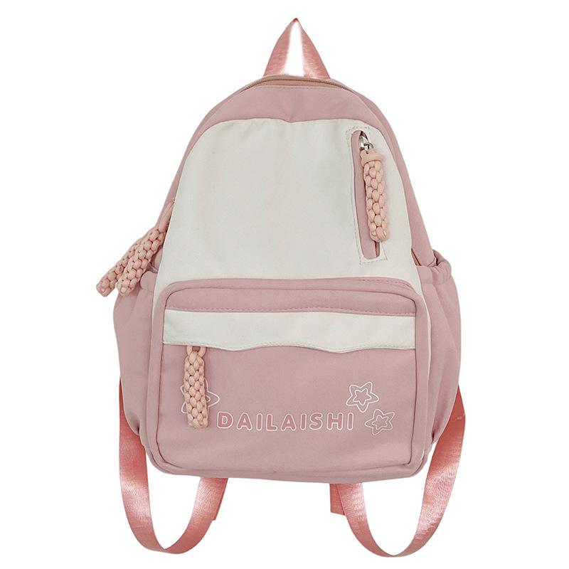 Schoolbag1011 summer new small fresh and sweet casual backpack schoolbag splicing contrasting color large-capacity middle school student backpack