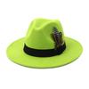Gelbe Feder Fedoras Herren Fedora Hut Herren Panama Oberkappe Unisex Hut Militärfarbe Fedoras Hut mit breiter Krempe Kirchenhut Partyhut