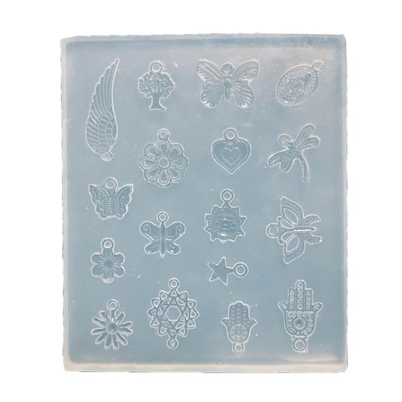 Flower Heart Charm Silicone Mold for DIY Necklace Jewelry Making Keychain Ornaments Handmade Butterfly Pendant Resin