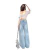 High-waisted Ripped Wide-leg Jeans for Women's Spring Straight-leg Pants for Women's Spring Floor Pants Loose and Slim