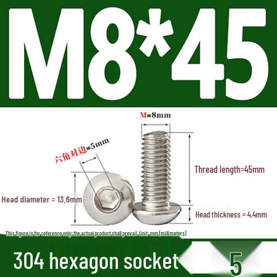 ISO7380 Stainless Steel Hex Drive Dome Head Screws - M2 to M16