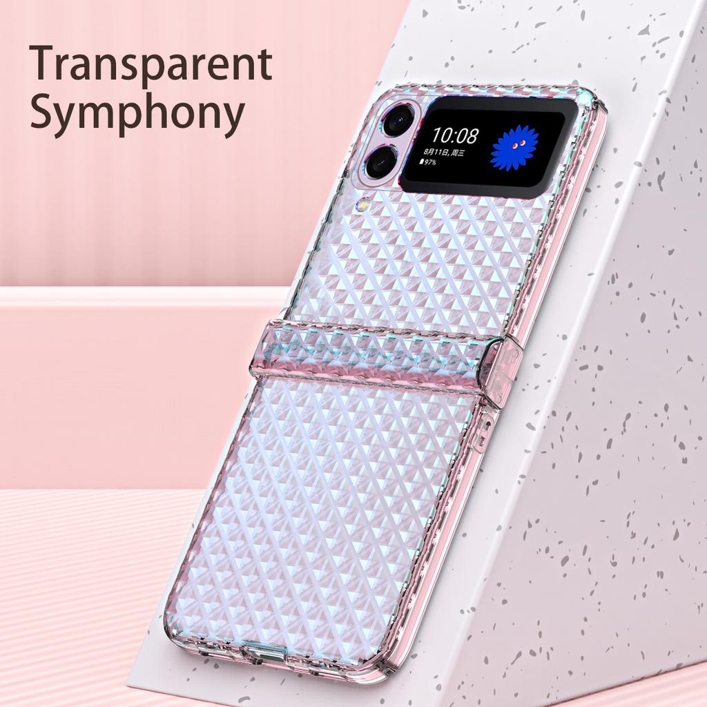 Folding Design Transparent Acrylic Case For Samsung Galaxy Z Flip 3 5g Flip3 Anti -Knock Hard Phone Cover For Samsung Z Flip 3