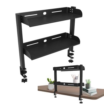 SAGVE Armazenamento de Mesa Sem Furos com Grampo para Cabos Ajustável Dois ou Três Facilmente Ajustáveis Frontal e Cabo Suporte de Armazenamento de Mesa, Necessário, Bandeja,