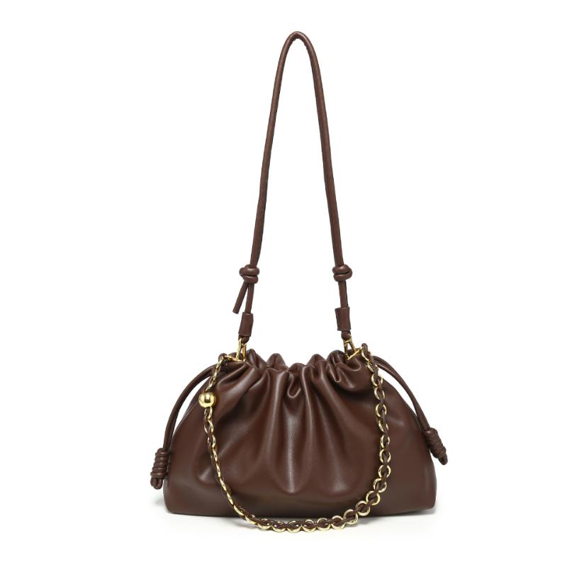 Brand Drawstring Shoulder Bag Fashi Pleated Cloud Bag Magnetic Buckle Design Versatile Crossbody Bag Women's Casual Chain Bag