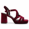 Sandale Bordeaux Velours Talon Large Et Plateforme Avila 105326