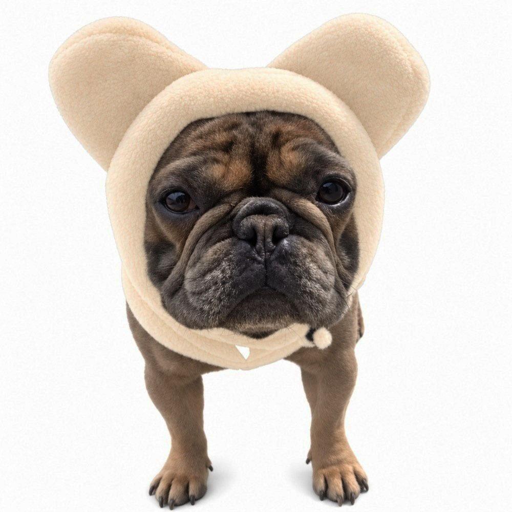 Adjustable Dog Head Cover Fleece Dog Ear Hoodie Soft Pet Headgear Outfit For Cats