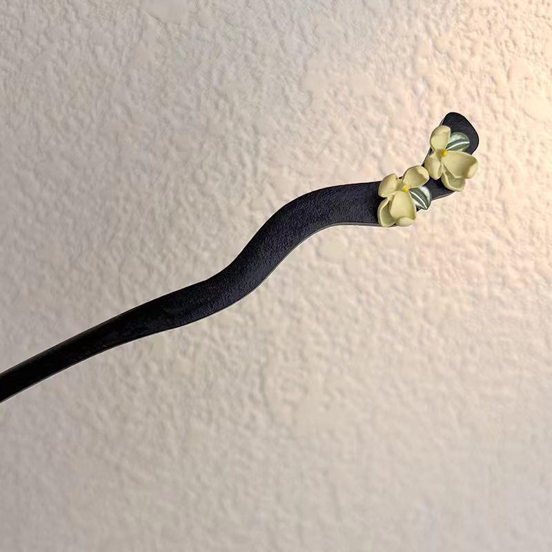 

Современная женская заколка для волос Gardenia из черного дерева в китайском стиле