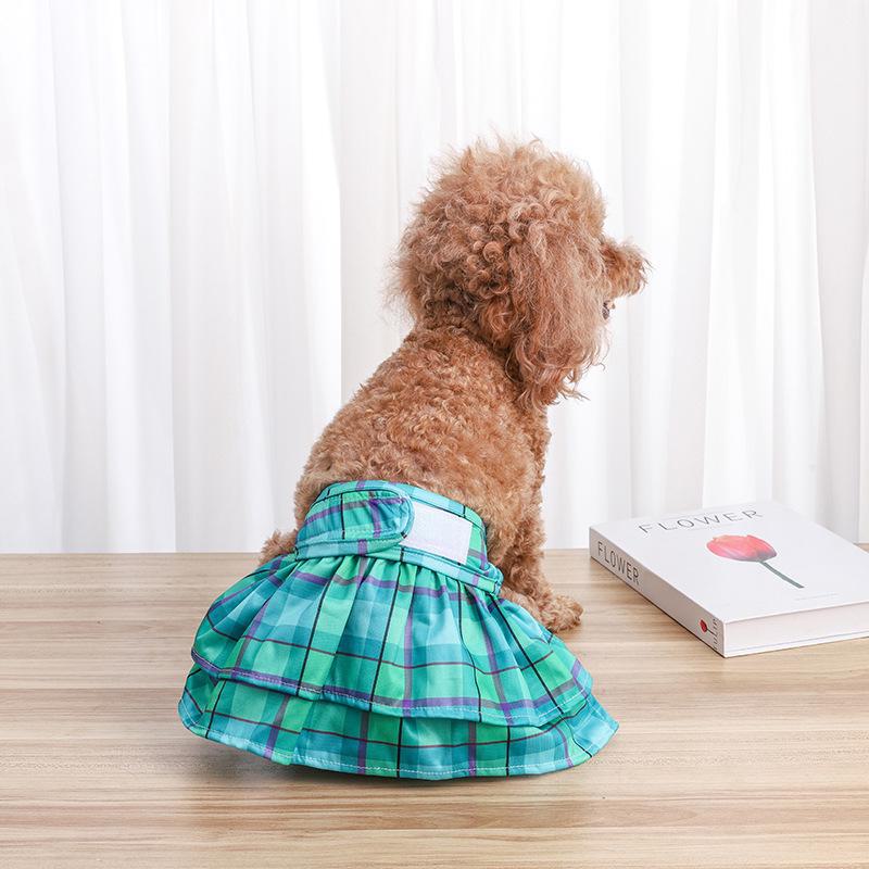 Plaid Pet Physiological Pants - Washable Safety Diapers for Small Bichon Frise Dogs
