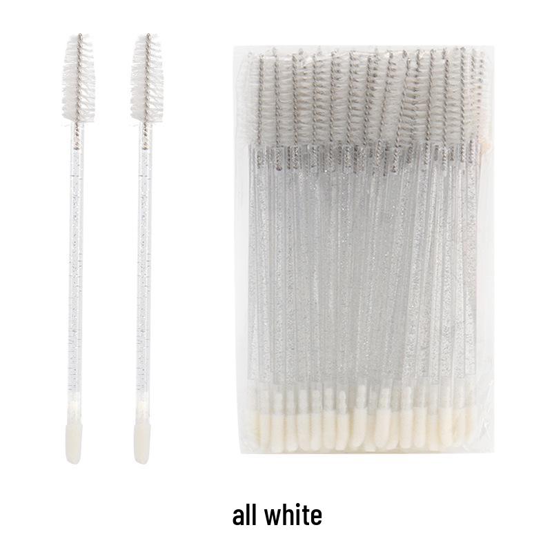 50-Piece Pack: Disposable Eyelash & Lip Brushes with Crystal Rod