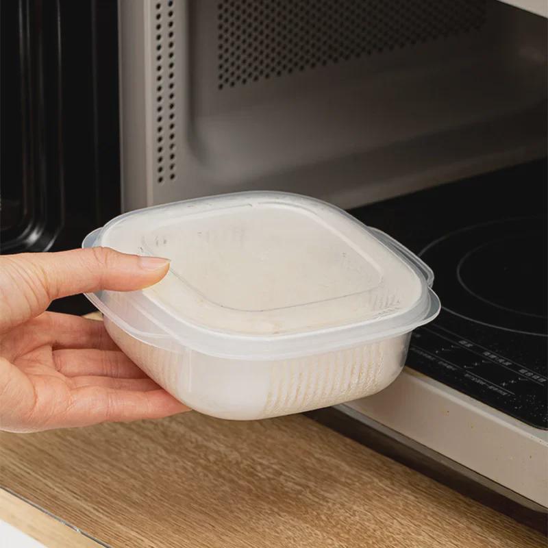 Microwaveable Fresh-Keeping Lunch Box for Office Rice & Fruit.