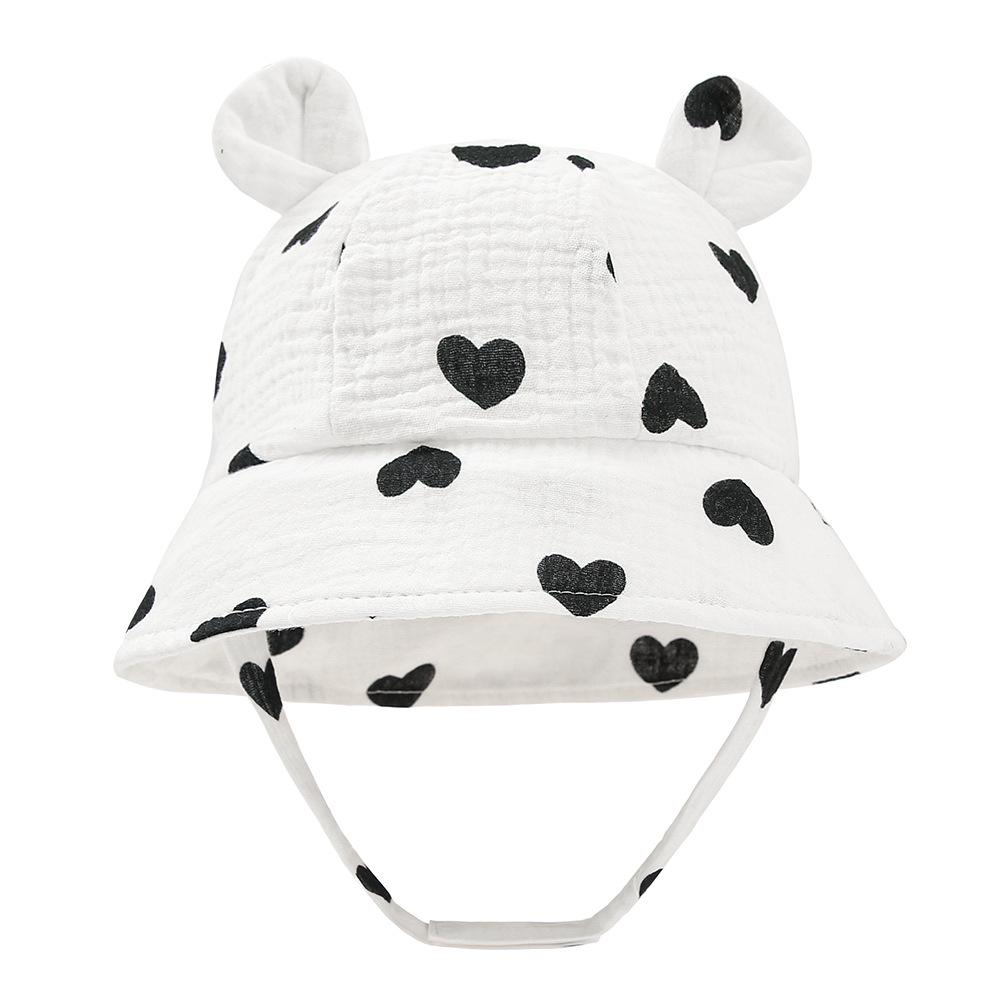 Baby Pure Cotton Bucket Hat with Rabbit Ears - Solid Color Sun Hat for 3-12 Months