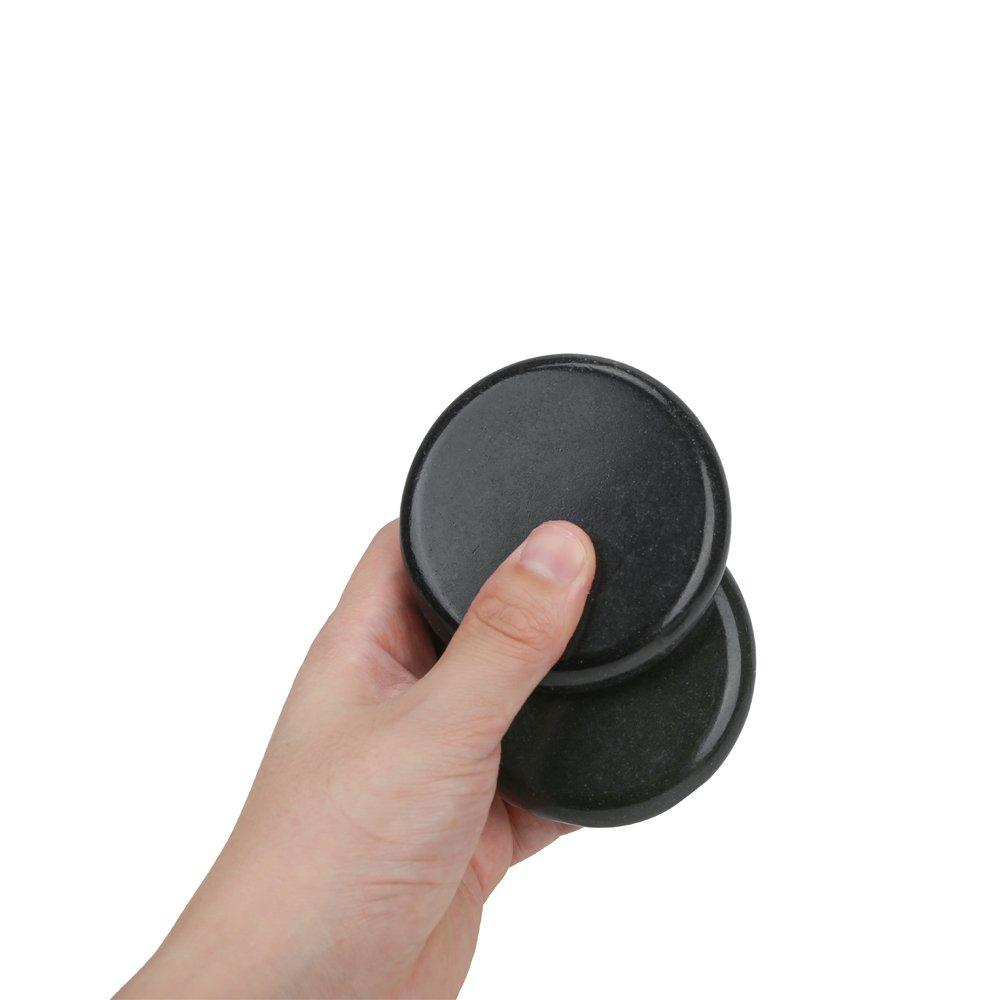 Windfulogo 4-Piece Hot Massage Stone Set - Natural Lava Basalt Spa Massage Warm Stones, Black (8x8cm)
