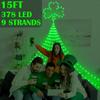 15 ft St. Patrick's Day Decor Lights 438 LED 8 Modes Plug in Curtain Lights Shamrock Lights String for Home Bedroom Indoor Outdoor Party Saint