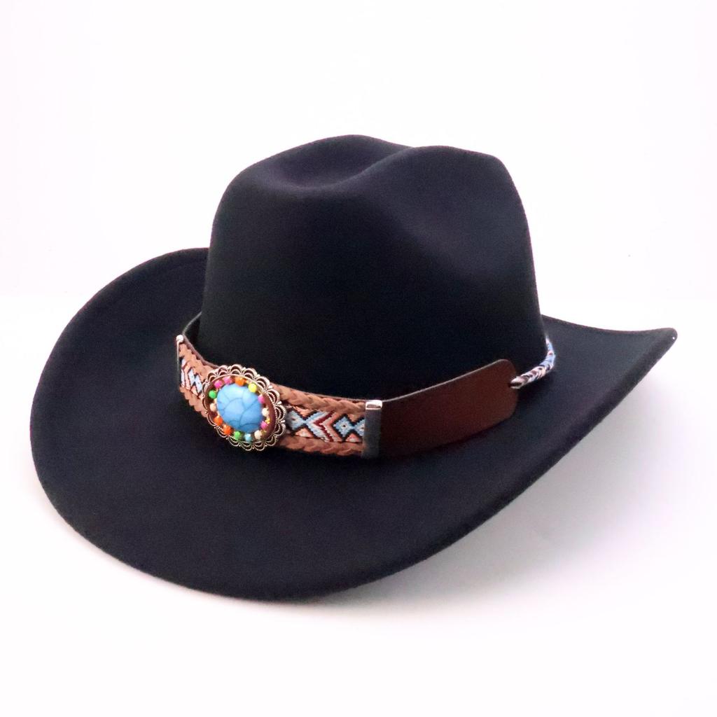 Europe and the United States hot-selling western cowboy hat national style design sense accessories cowboy hat solid color versatile word top cowboy