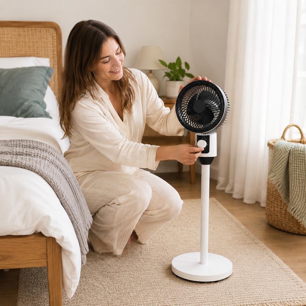 Teleskopischer Standventilator mit Oszillation, -Verstellbarer Tisch- und Standventilator