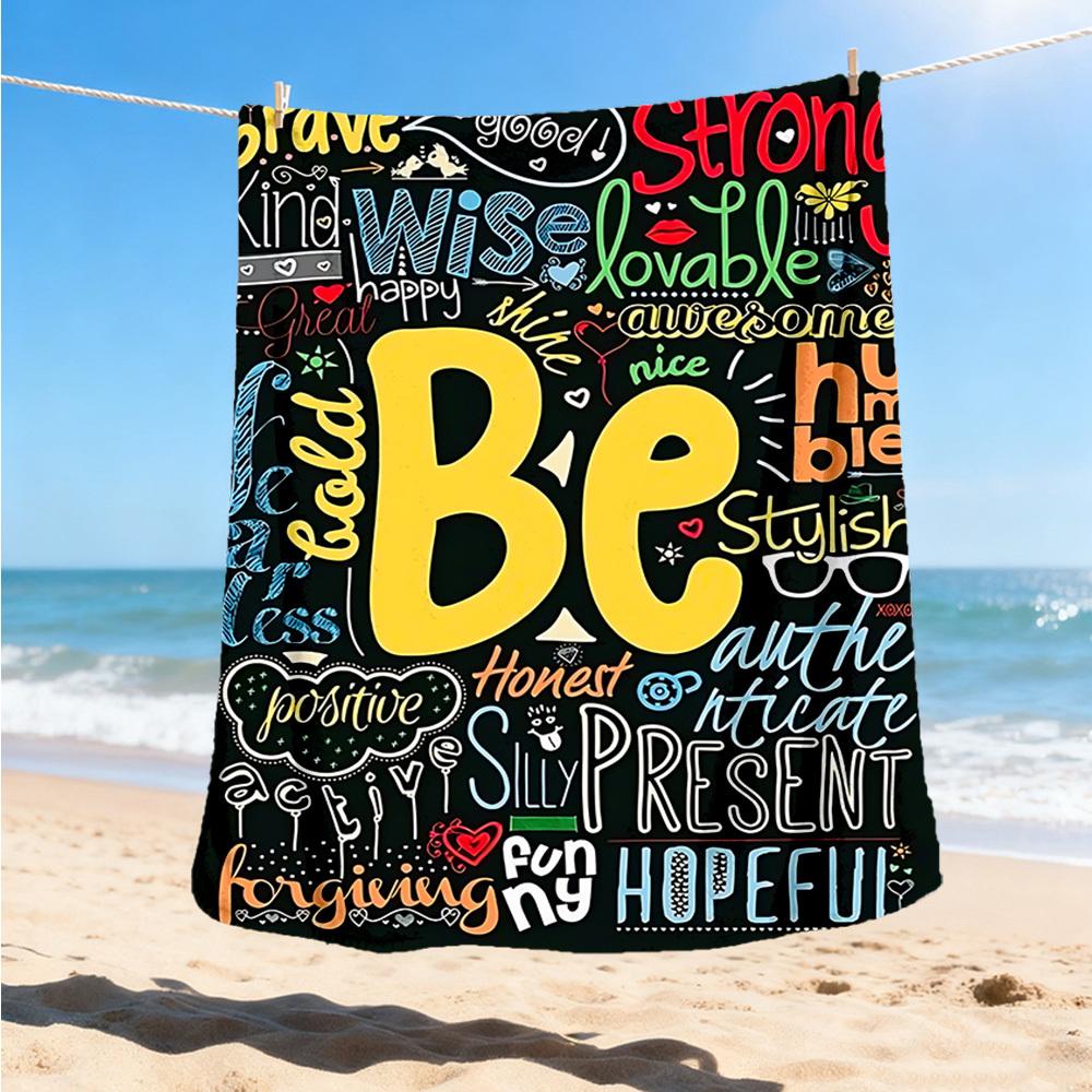 1pc Inspirational Quotes Print Outdoor Blanket, Lightweight Polyester,