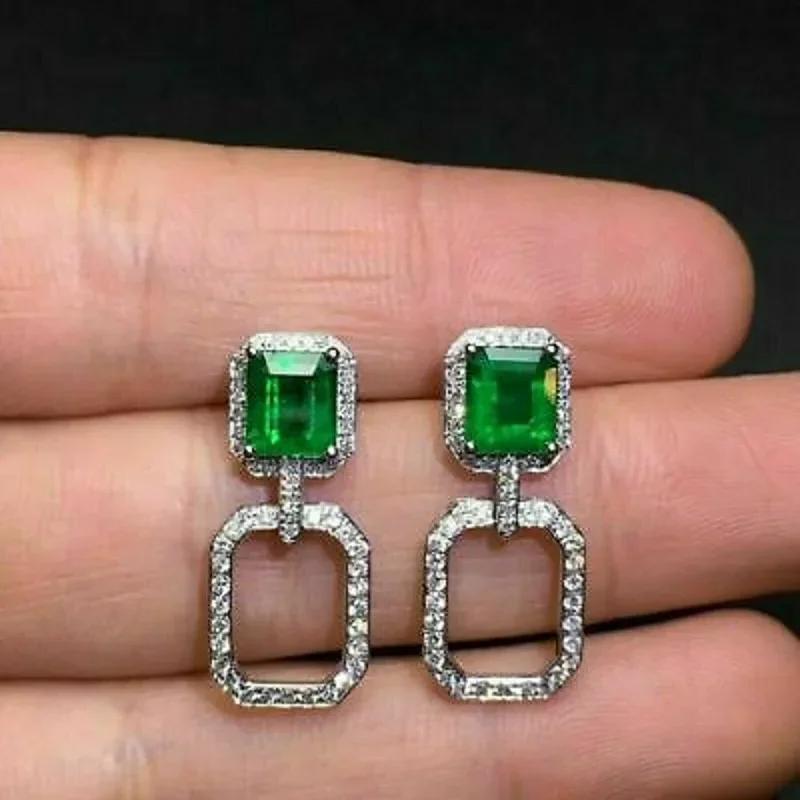 2026 New Style Fashion Green Crystal Pendant Earrings for Women's Engagement Party Accessories with Noble Unique Zircon