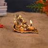 Rückgeschenk Ganesh-Idol auf Blatt - Lord Ganesha mit Diya - Metall-Diya für Diwali-Dekorationsartikel Heimdekoratives Geschenk Puja-Geschenke Firmen-,
