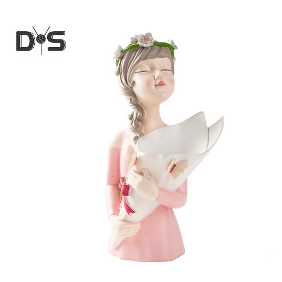 

Ваза из смолы, фигурка девушки, держатель для цветов, настольный вазон, современная шикарная декоративная статуэтка, украшения для стола для домашнего офиса розовый