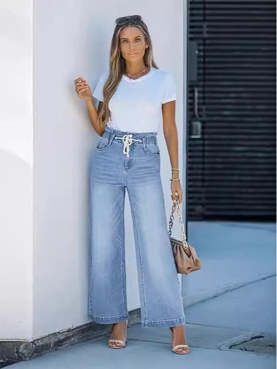 Jeans a zampa larga da donna con vita alta elasticizzata - Stile Y2K (2024)