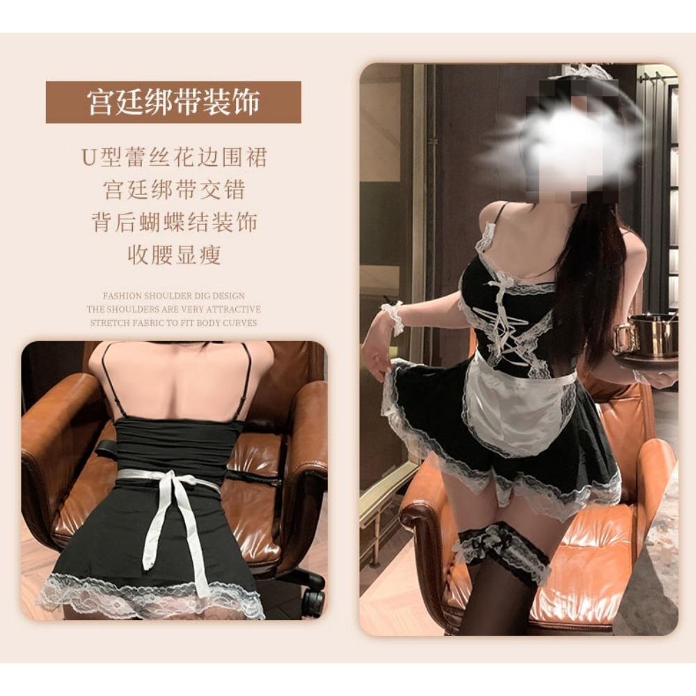 Night Crisp Lingerie Dienstmädchen Dienstmädchen Outfit Sexy Nachthemd Sex Spaß Reine Lust Verführung Leidenschaft Uniform Reiner Lust Anzug