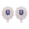 Retro Hollow Pattern Natural Sapphire Stud Earrings Women'S S925 Sterling Silver Colored Jewelry