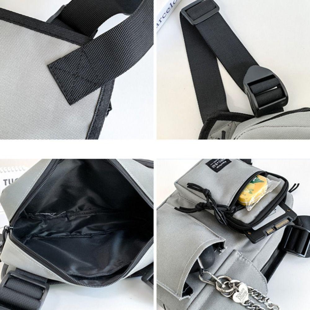 Large Capacity Double Shoulder Chest Bag Zipper Message Crossbody Pouch Men' S Vest Bag Daily