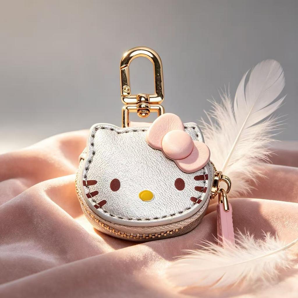 Cute Cartoon Bag Pendant Creative Girl Heart Kt Cat Keychain Mini Stud Earrings Storage Bag