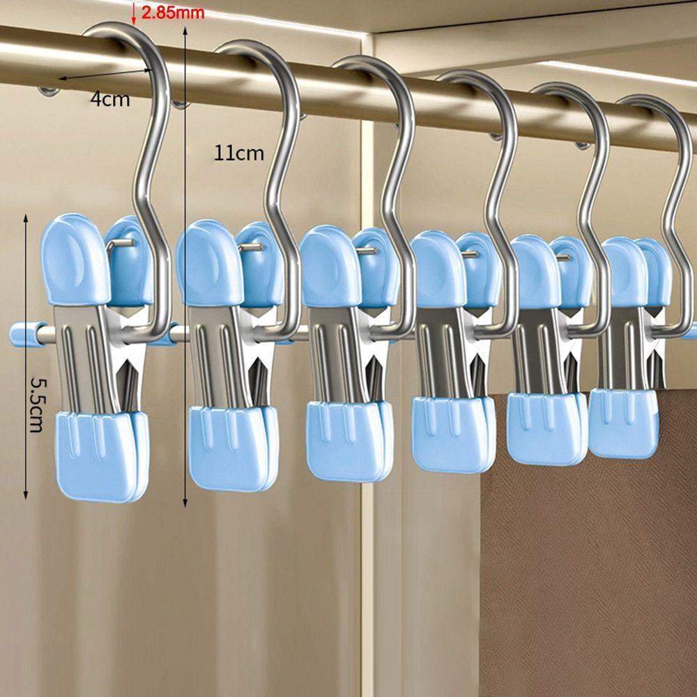 1/5/10PCS Windproof Stainless Steel Pants Clip with Hook Home Storage Rack  for Household