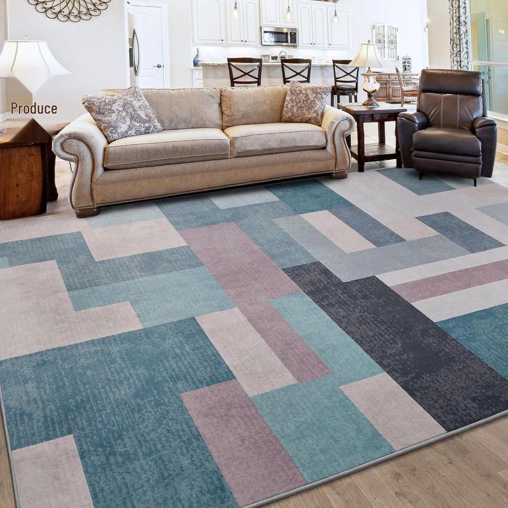 Temu Plaid Carpet: Durable, Dirt-Resistant, and Dustproof Floor Mat for Living Room and Bedroom Decor