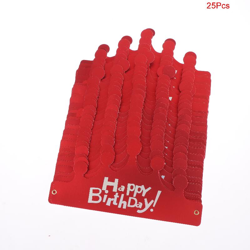 25PCS Creative Happy Birthday Hat Crown Cap DIY Handmade Party Decor Photo Prop For Adult Kids Cake Ornament