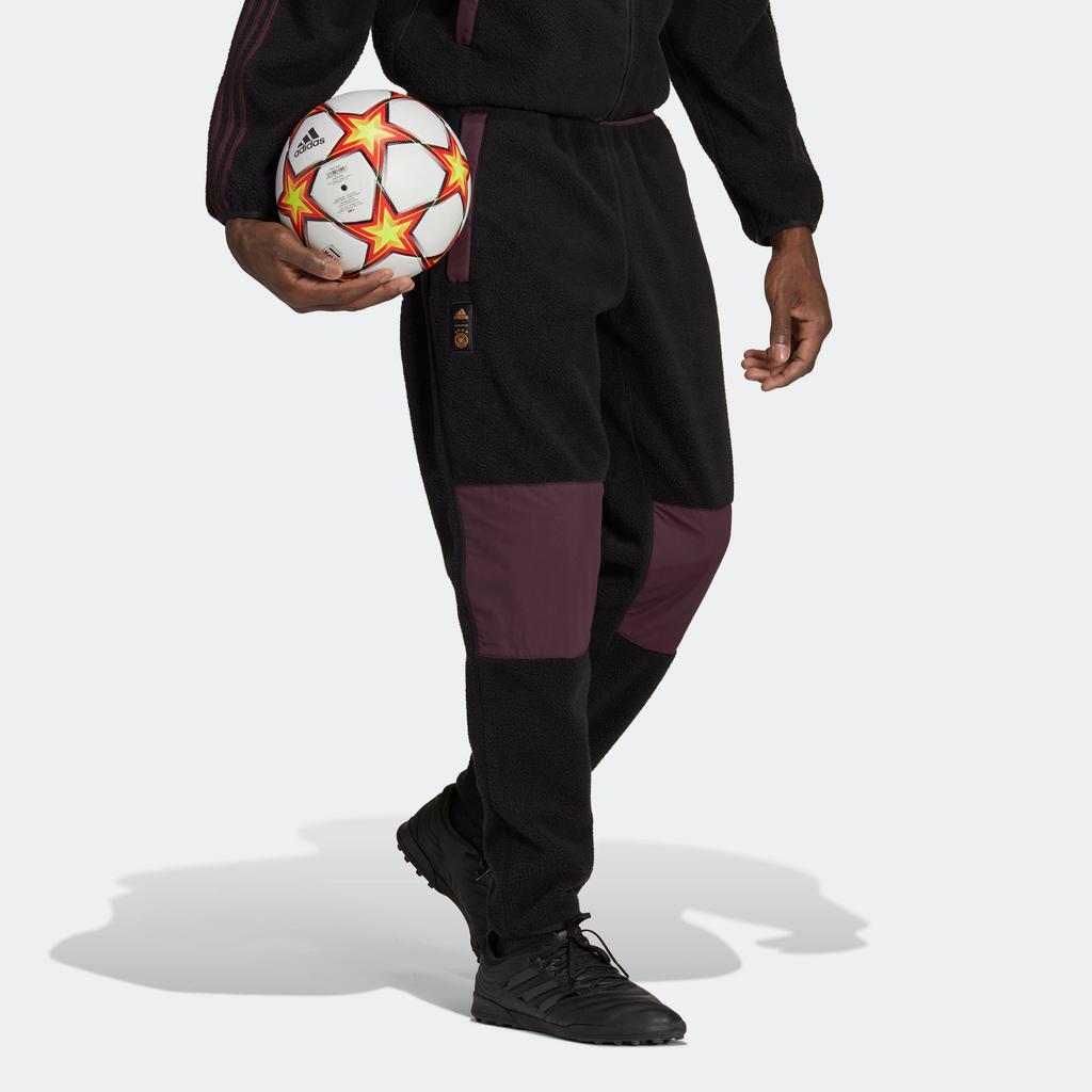 Adidas DFB Long Sleeve Fleece Pants with Contrast Panel Design Men Bottoms Black HF4070