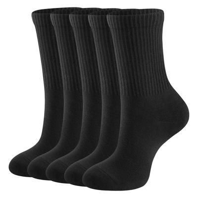 Odor Sweat Quick Crew High School 5 Für alle Jahreszeiten [Closemate] Damen Socken, Atmungsaktiv, Widerstandsfähig, Unifarben, Saugfähig, Trocknend, Socken, Schwarz, Baumwolle,