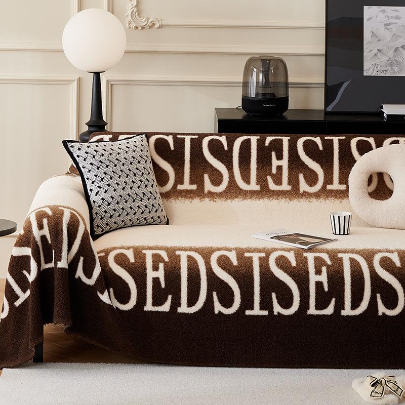 Tištěná látka na potah pohovky z jehněčí vlny Zimní fleecem podšitý ručník na pohovku Nový plyšový potah na pohovku Potah na pohovku