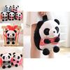 Cute Panda Cartoon Kids Backpack With Short Plush Material For School And Travel