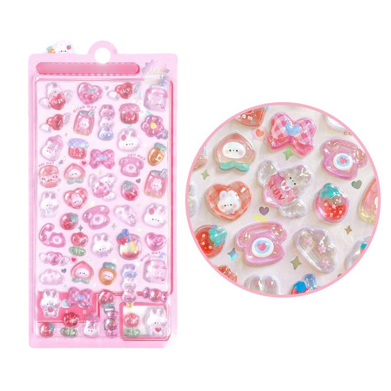 2 listy/šarže 3D reliéfní roztomilý zvířecí samolepka DIY telefon deník psací potřeby dekorace party hra odměna rekvizita roztomilý karnevalový dárek ZYF