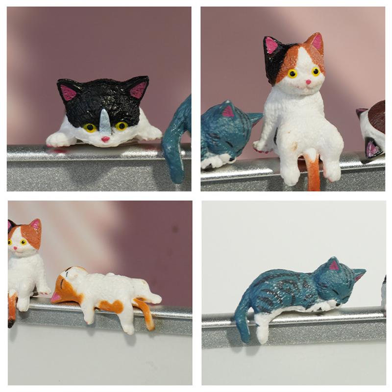 5Pc Car Landscape Cat Ornaments Cute Cartoon Cat Ornament Car Center Console Navigator Screen Sleeping Cat Decoration Miniatures