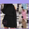 Premium Quality Autumn And Winter Mid Length High Collar Off Shoulder Sweater Dress Mini Dress For Effortless Style