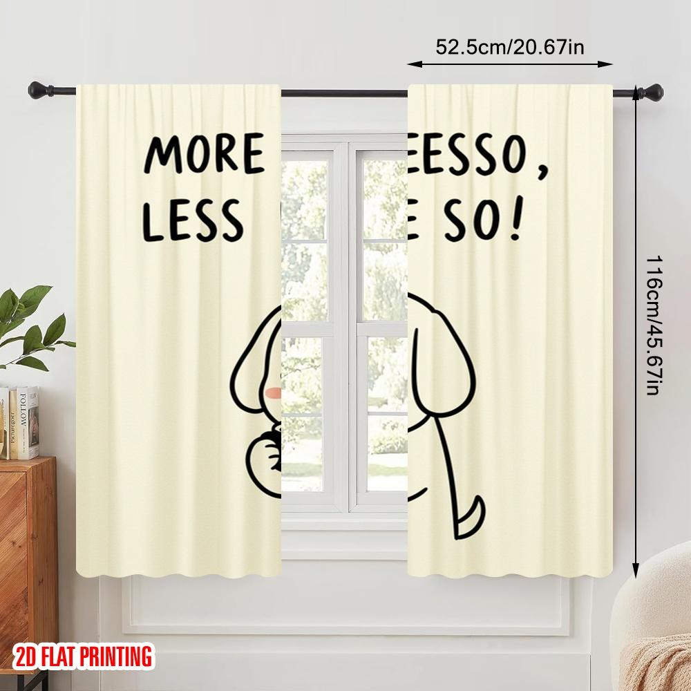 2 st 2D platt tryck Fönsterbehandling Gardiner Söt Hund Espresso Depresso Polyester Utan Elektricitet 0 Använd för Allmänt