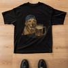 Divertente Golden Retriever con Cappello che Beve Birra Maglietta Cane Meme Novità Sarcastica Casual Per Vintage Elegante Versatile