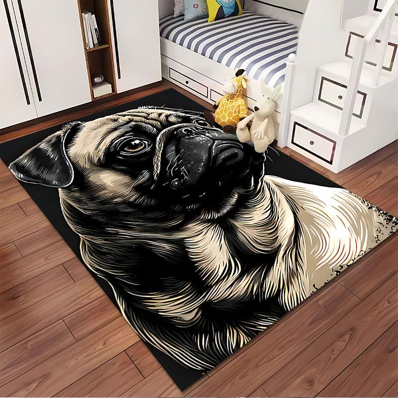 Pug Portrait Artistic Design suitable as a non-slip mat for the living room or bedroom sofa