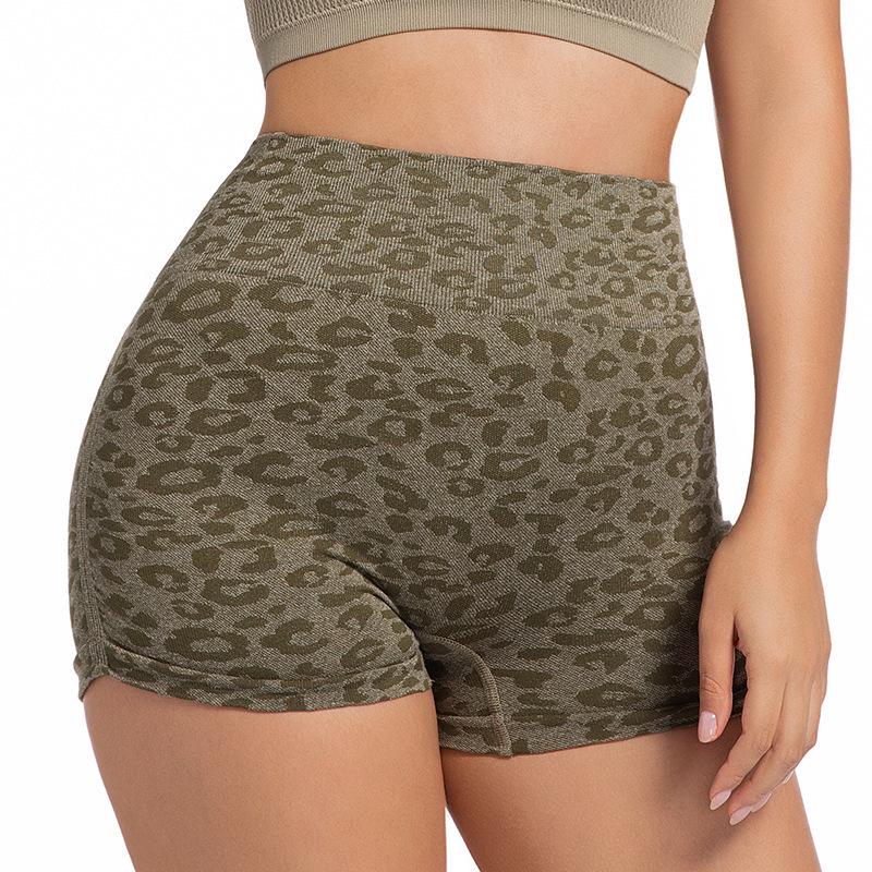 

Leopard Print High-Waisted Tummy Control Sports Shorts for Running & Yoga Small